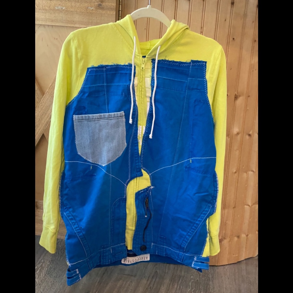 Yellow/Blue Hoodie Hybrid Jacket